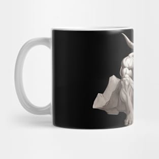 a seated minotaur relaxing Mug